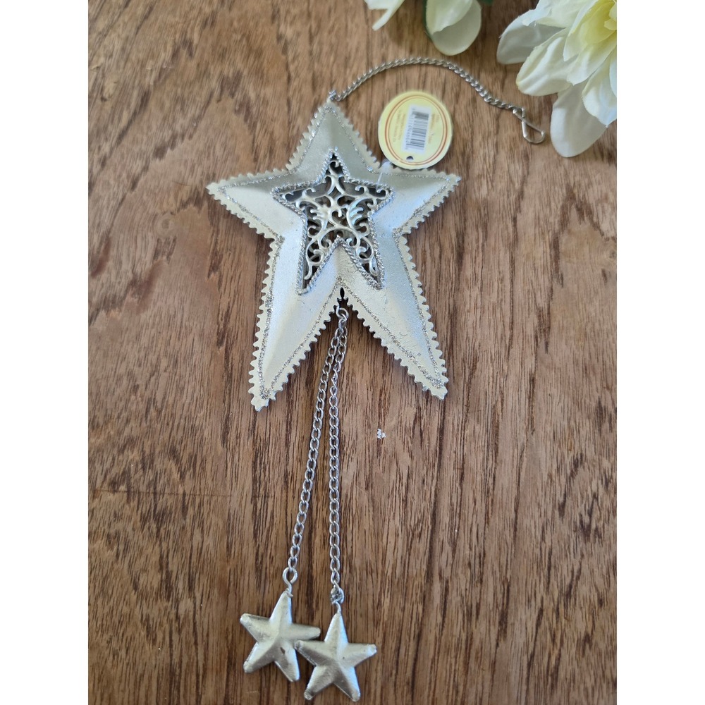 Tin Collections Gold Glitter Metal Star Holiday Ornament